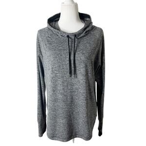 Tangerine Women's Athletic Serene Hooded Pullover Top M Heather Gray Cowl Neck